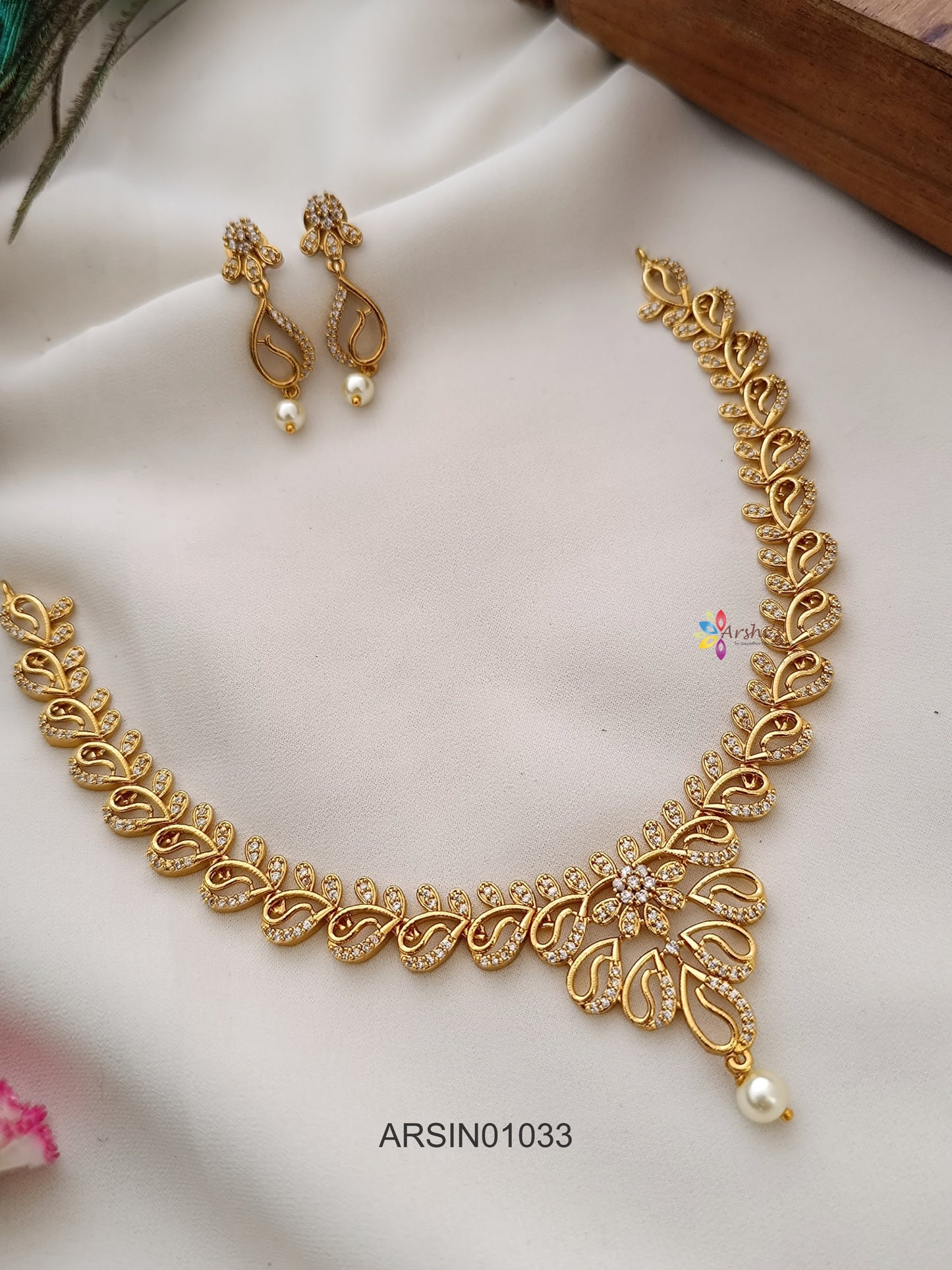 Trendy AD White Stone Necklace
