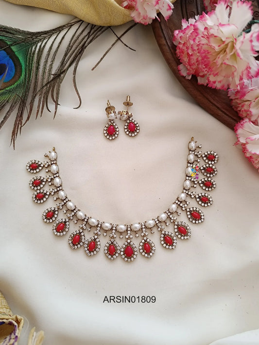 Victorian Pearl and Coral Necklace