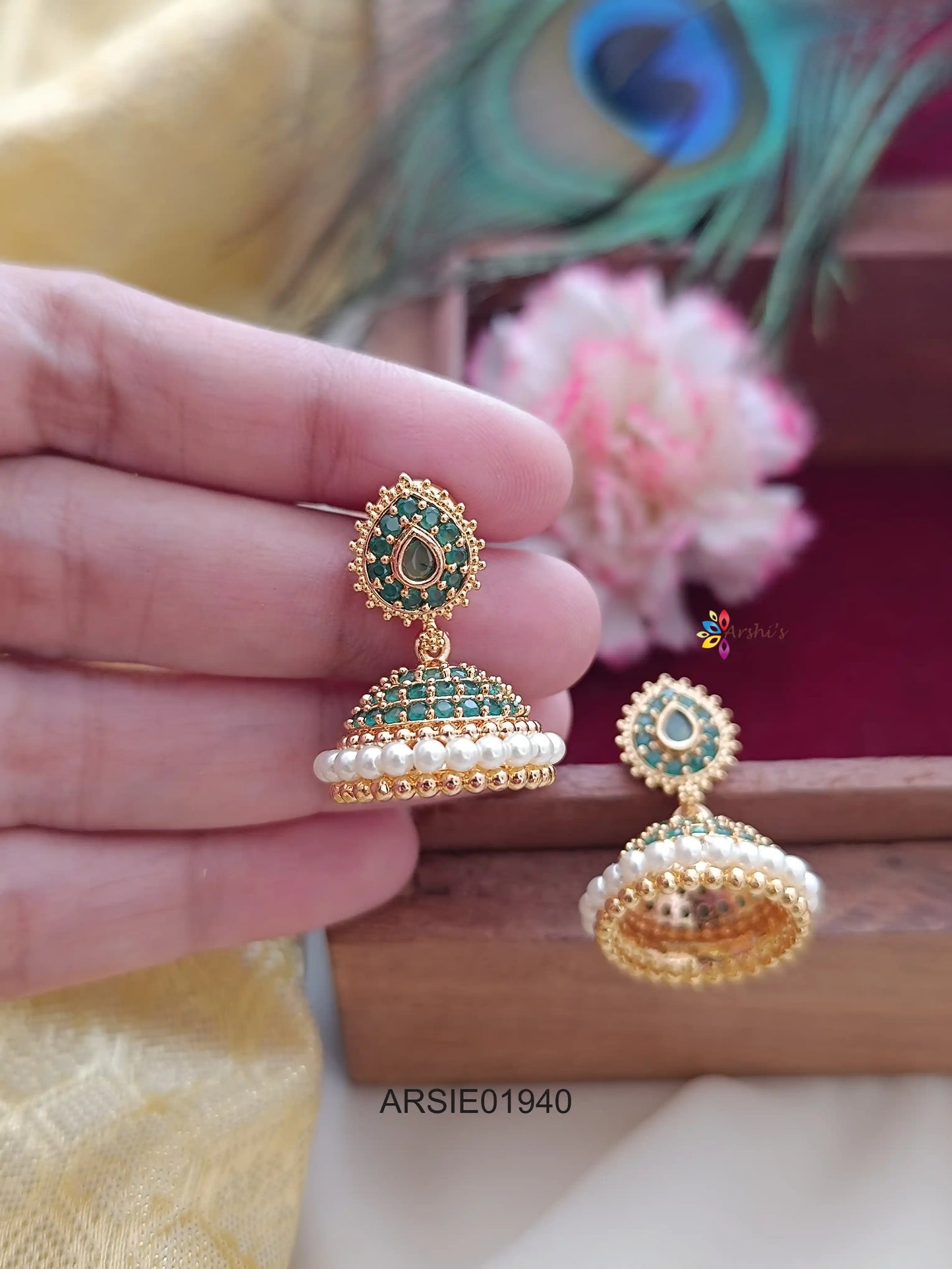 Emerald Stone Jhumka