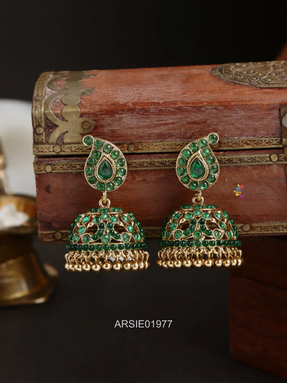 Mango Emerald Stone Jhumka