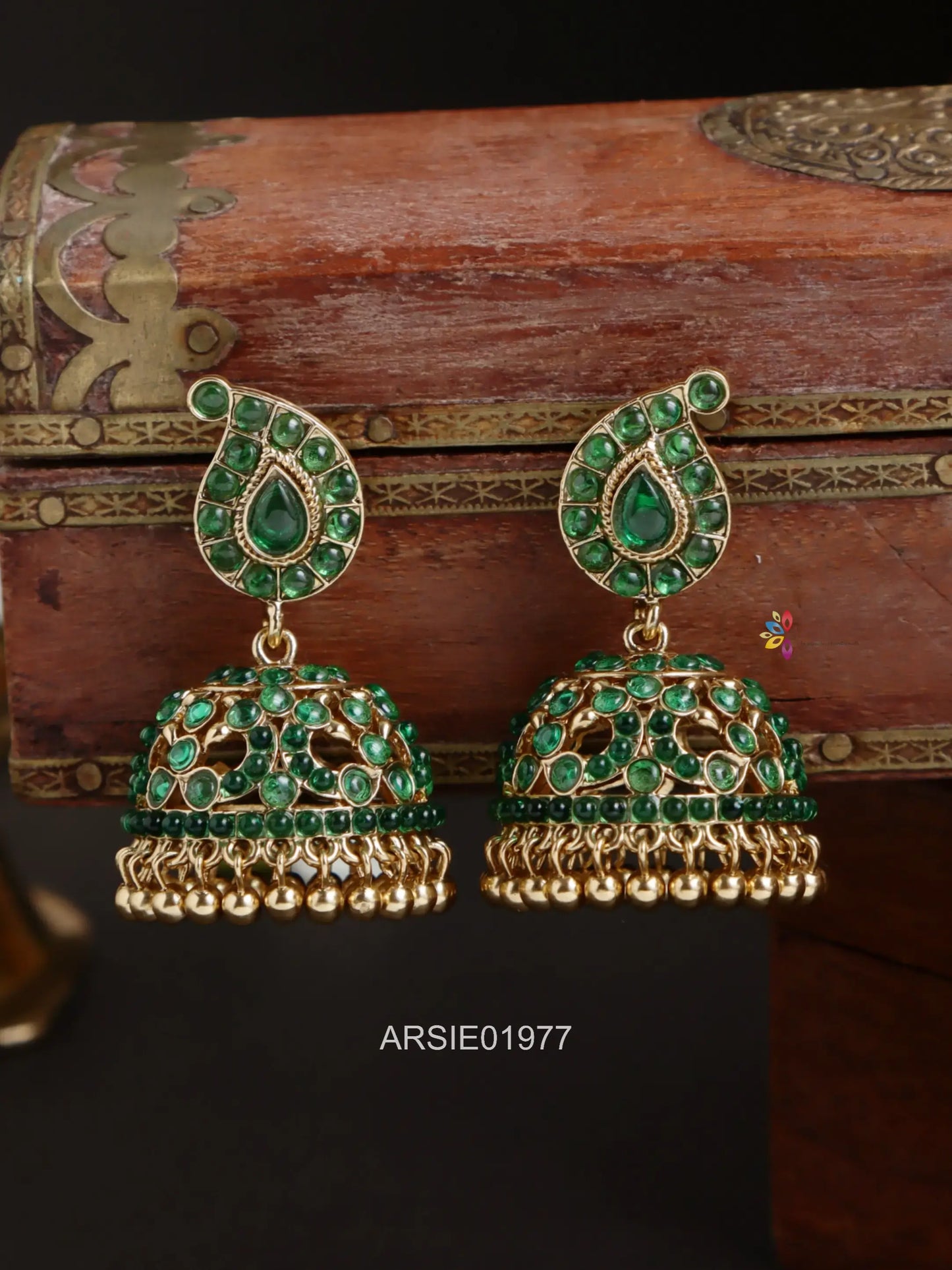 Mango Emerald Stone Jhumka
