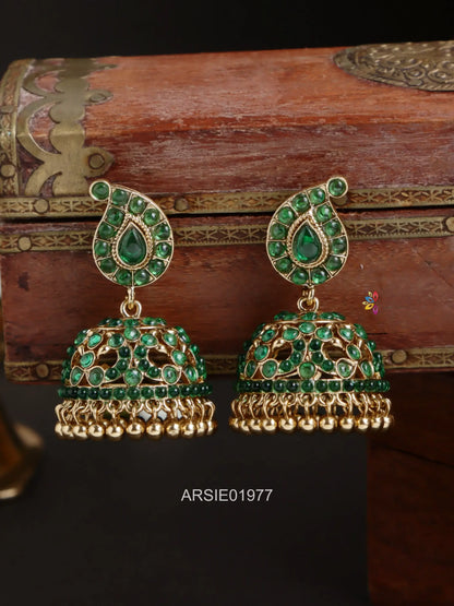 Mango Emerald Stone Jhumka