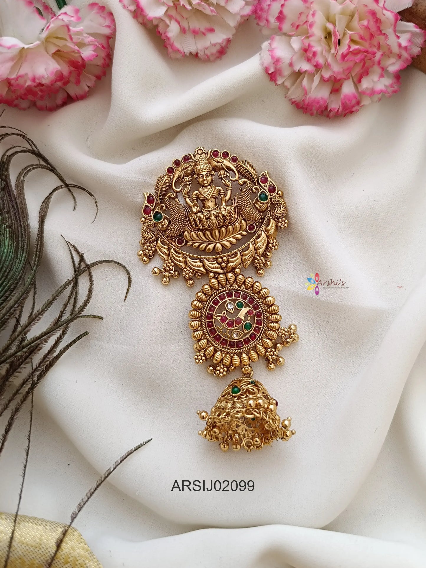 Temple Peacock Design Hair Brooch