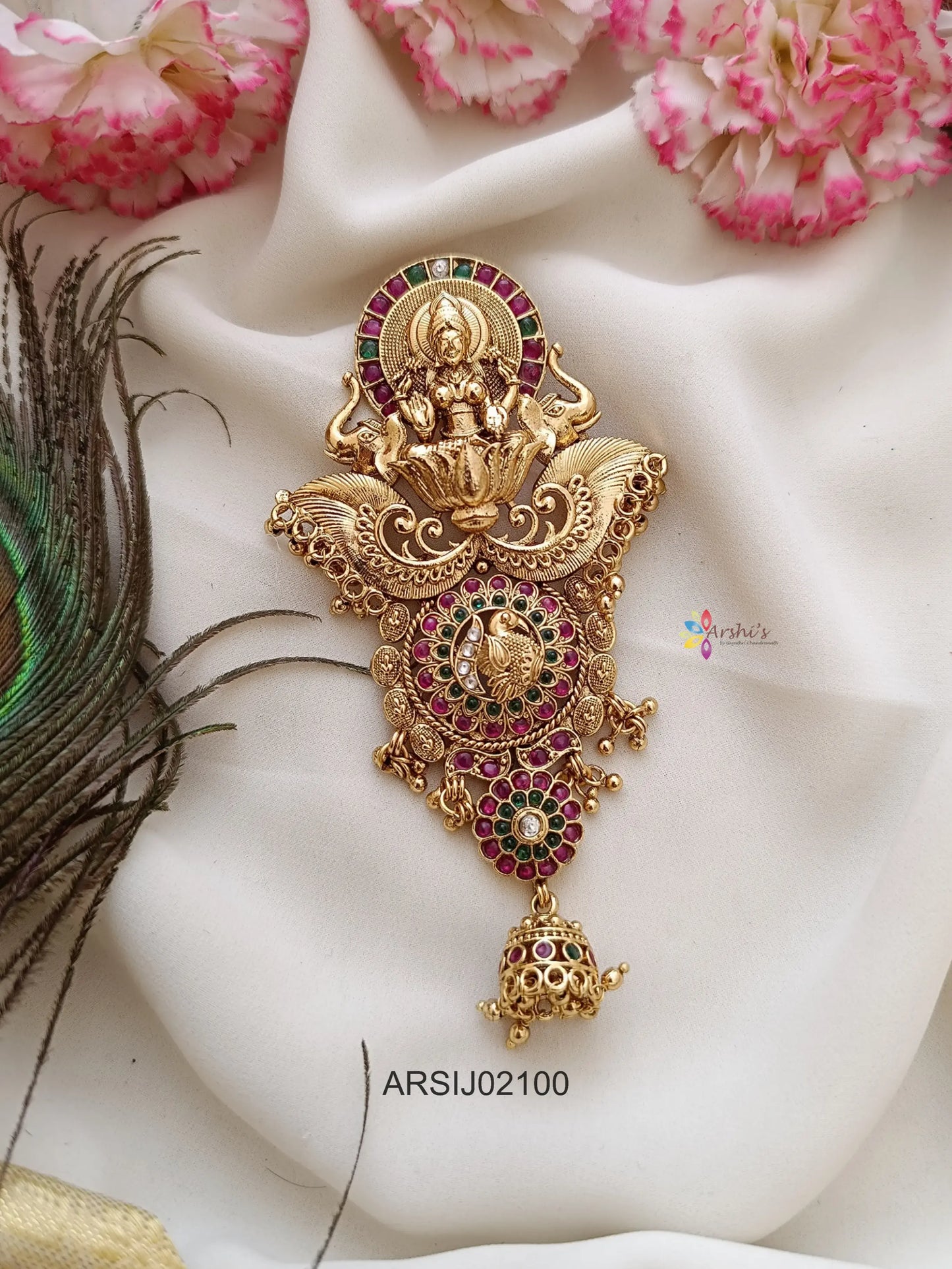 Temple Design Jhumka Drop Hair Brooch