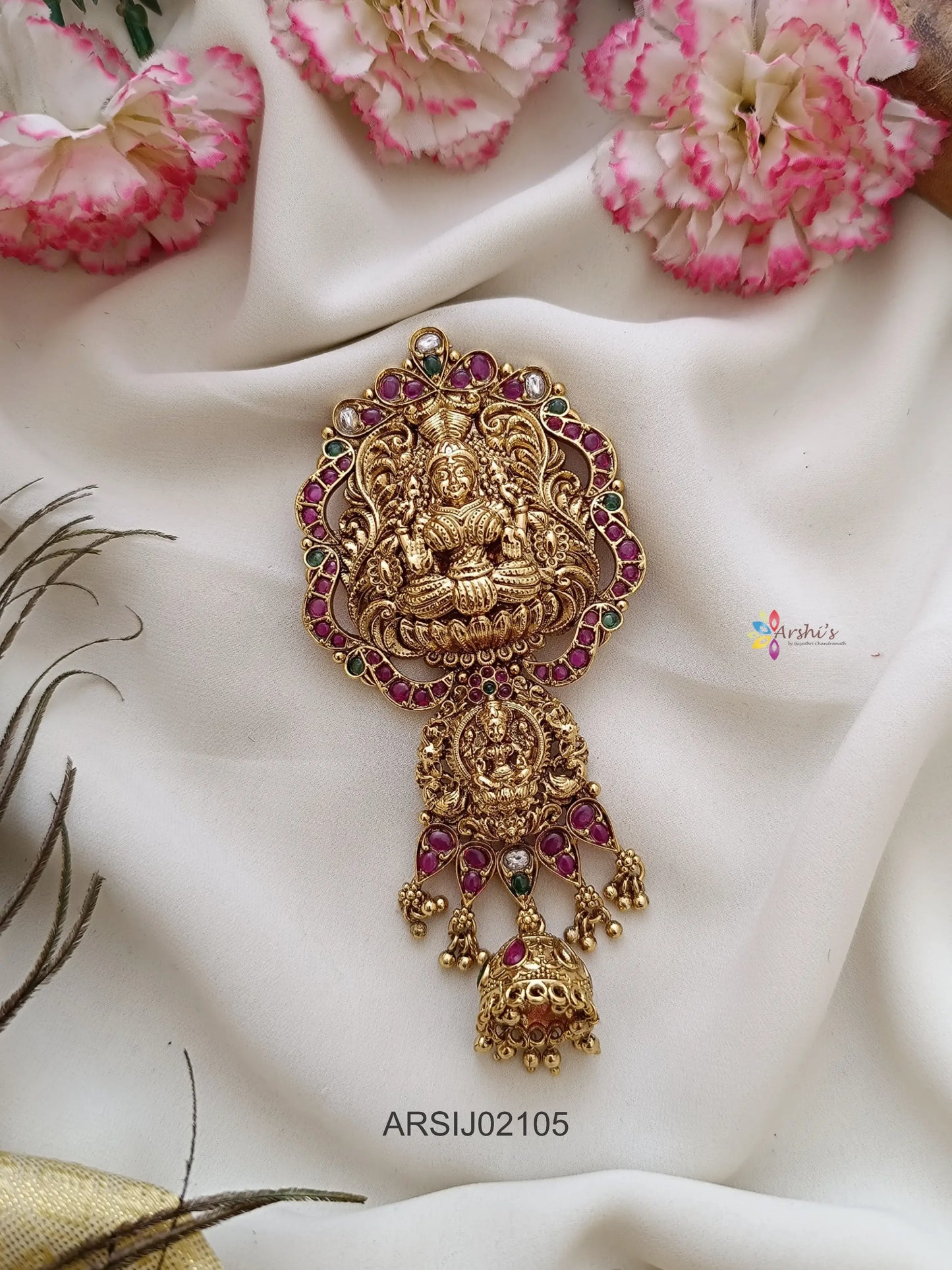 Two Layer Temple with Jhumka Hair Brooch