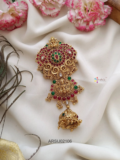 Two Layer Kemp Stone with Jhumka Hair Brooch