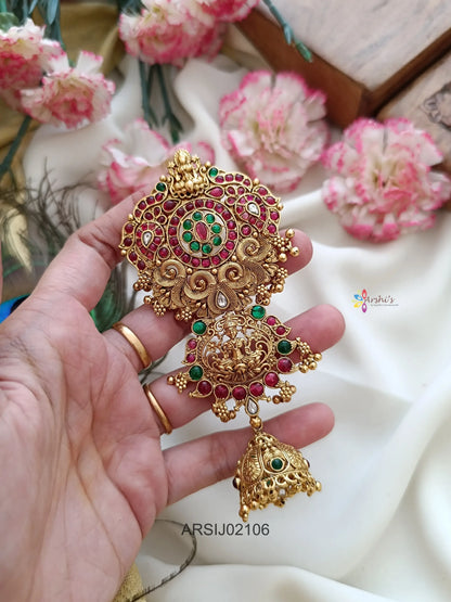 Two Layer Kemp Stone with Jhumka Hair Brooch