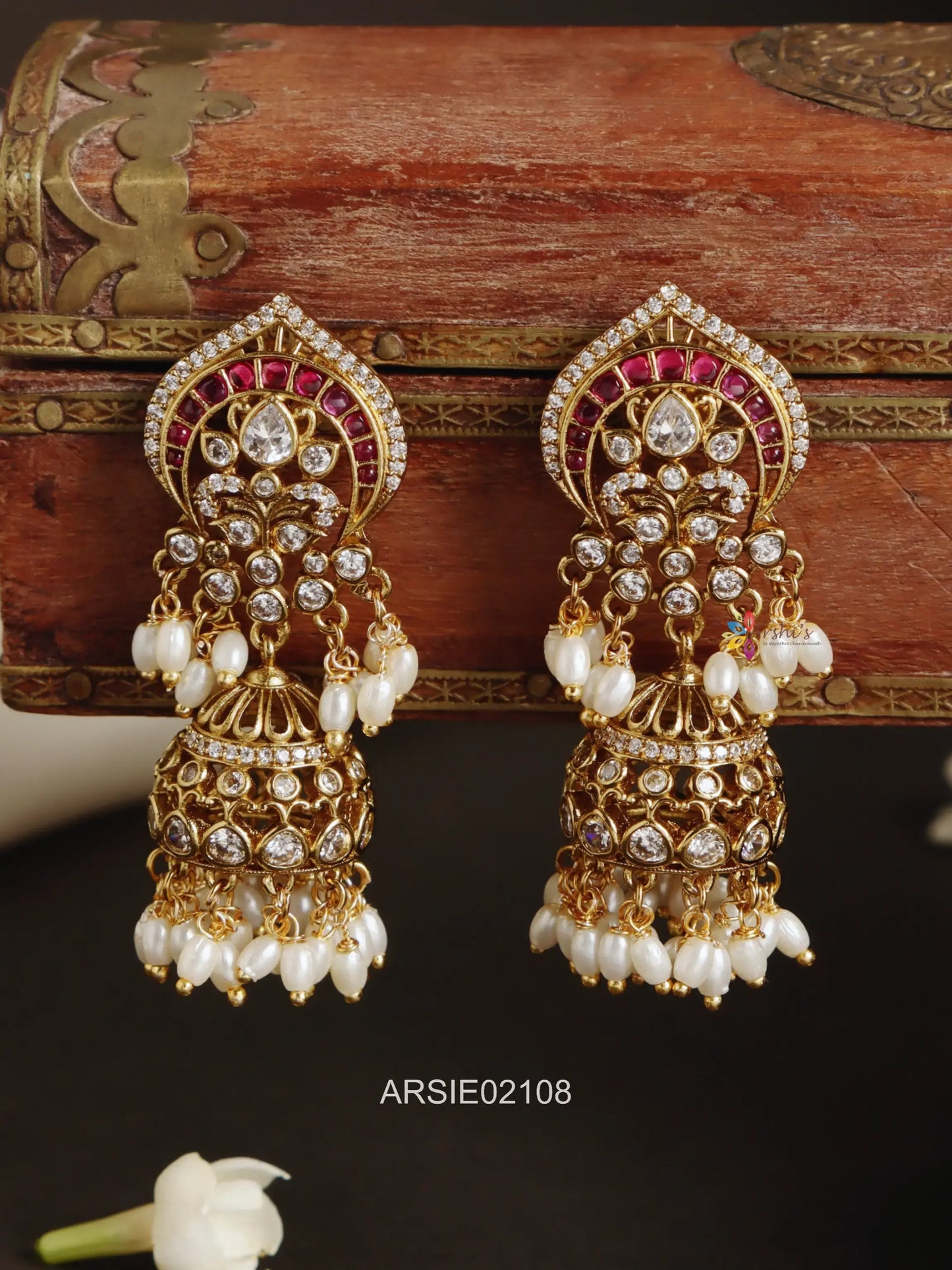 Stone and Rice Pearl Jhumka