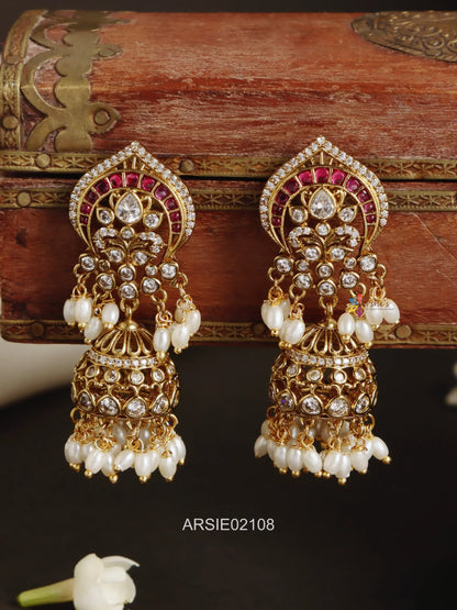 Stone and Rice Pearl Jhumka
