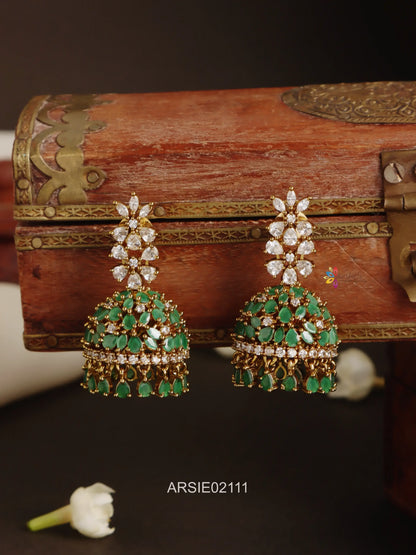 White and Green Stone Jhumka