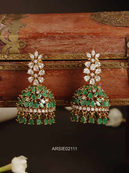 White and Green Stone Jhumka