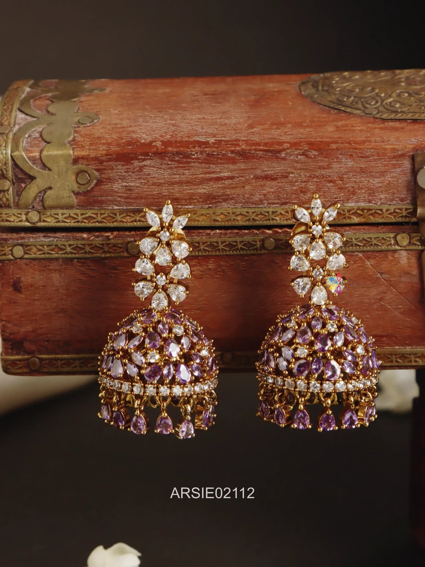 White and Purple Stone Jhumka