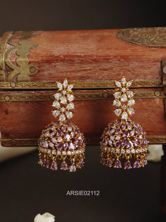 White and Purple Stone Jhumka