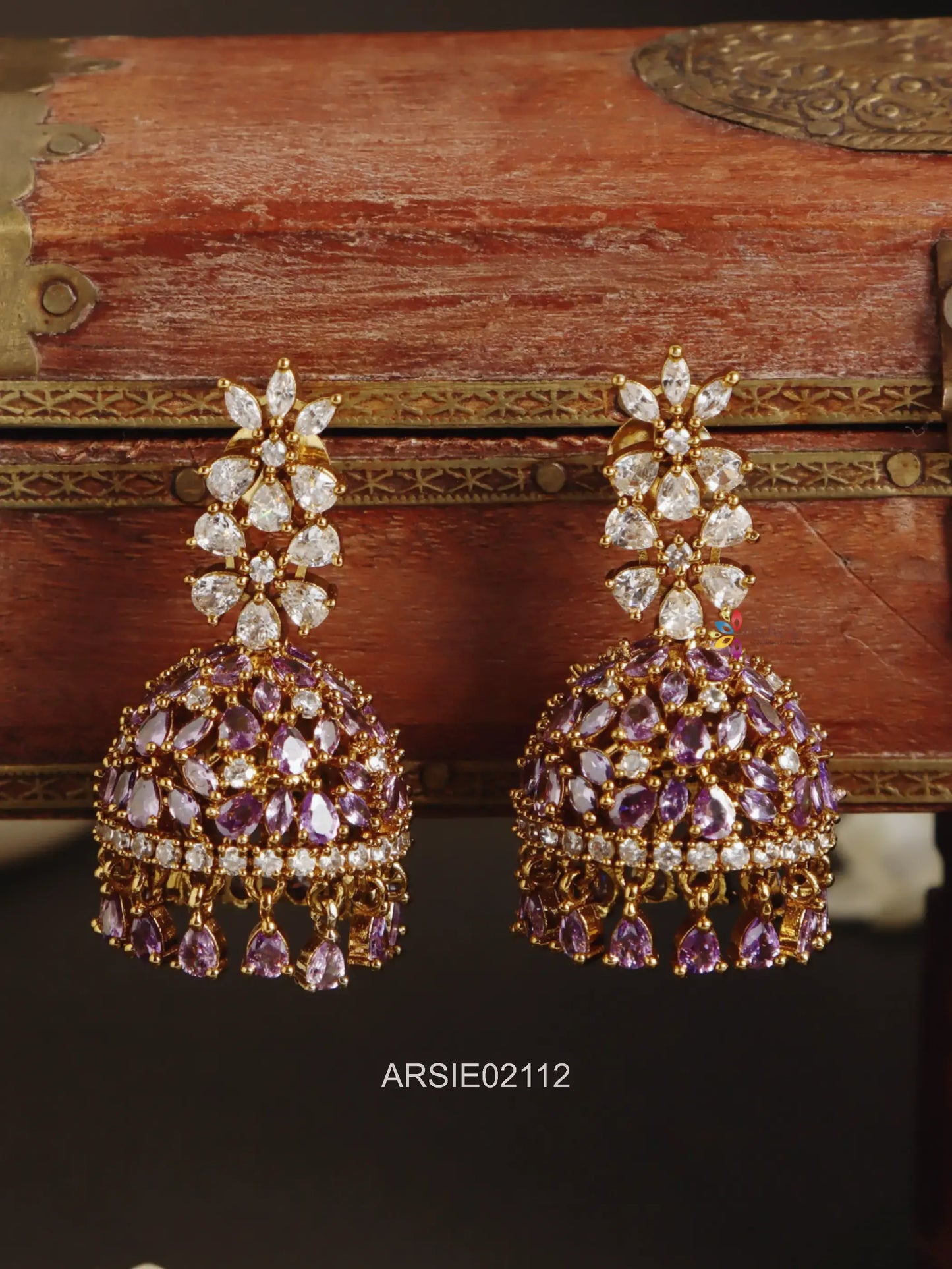 White and Purple Stone Jhumka
