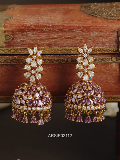 White and Purple Stone Jhumka