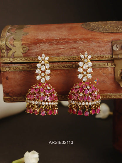 White and Red Stone Jhumka