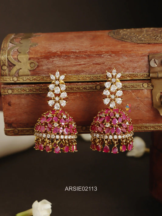 White and Red Stone Jhumka