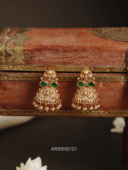 Antique Green Stone Jhumka