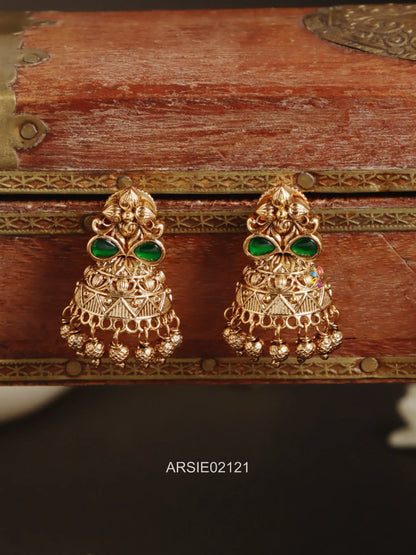Antique Green Stone Jhumka
