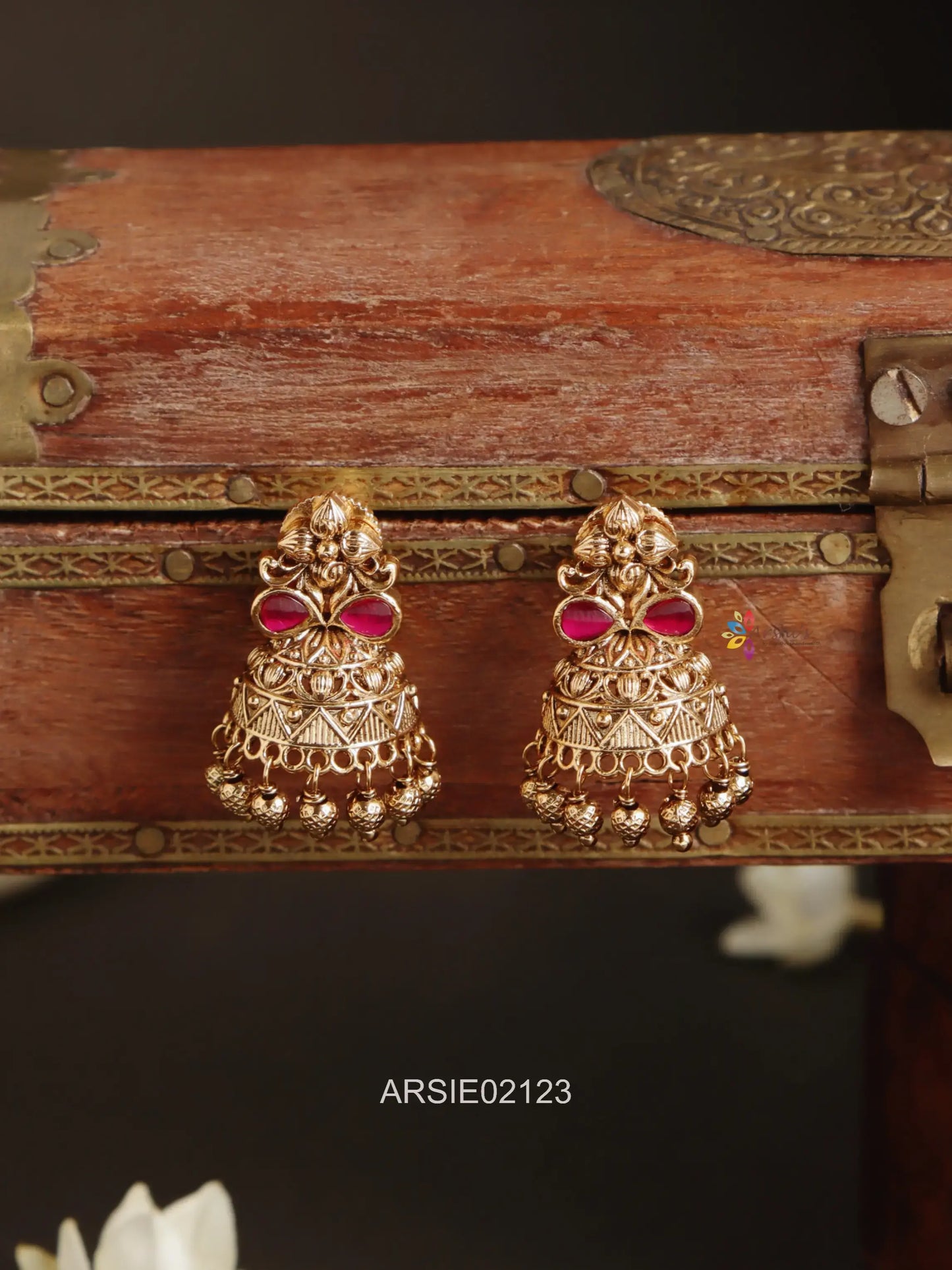 Antique Green Stone Jhumka