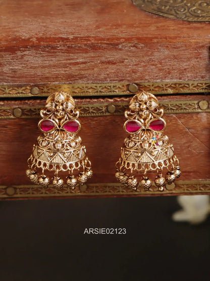 Antique Green Stone Jhumka