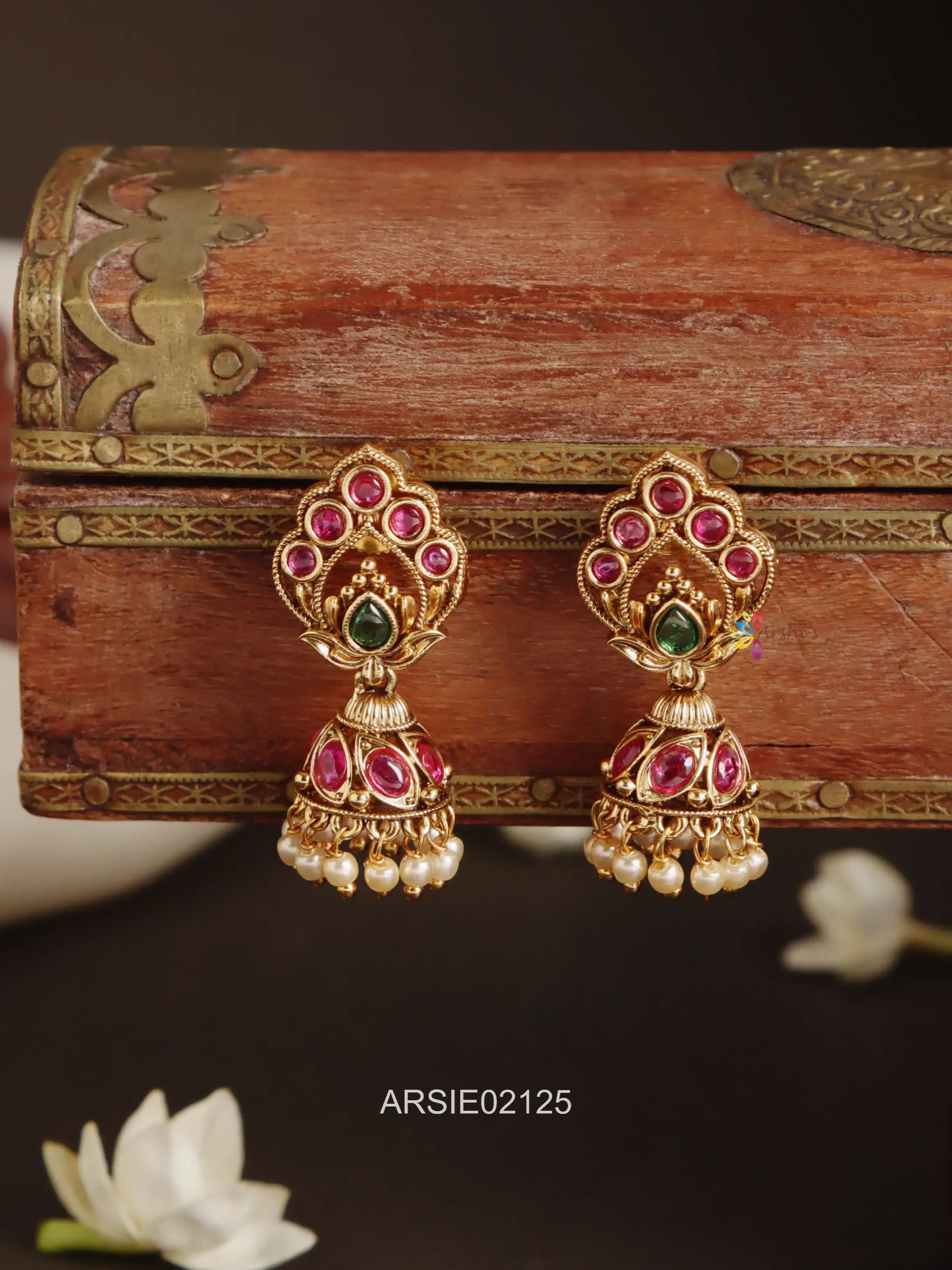 Pretty Ruby Stone Jhumka – Arshis