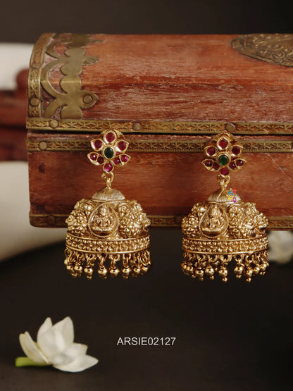 Flower Design Temple Jhumka