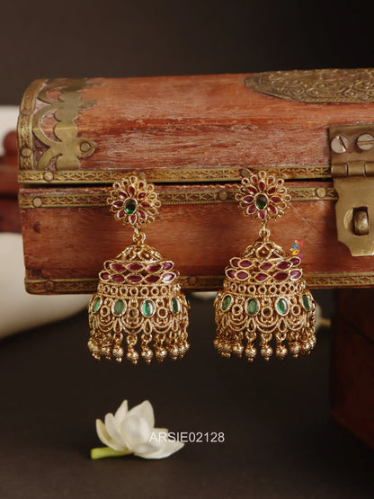 Kemp and Green Stone Jhumka