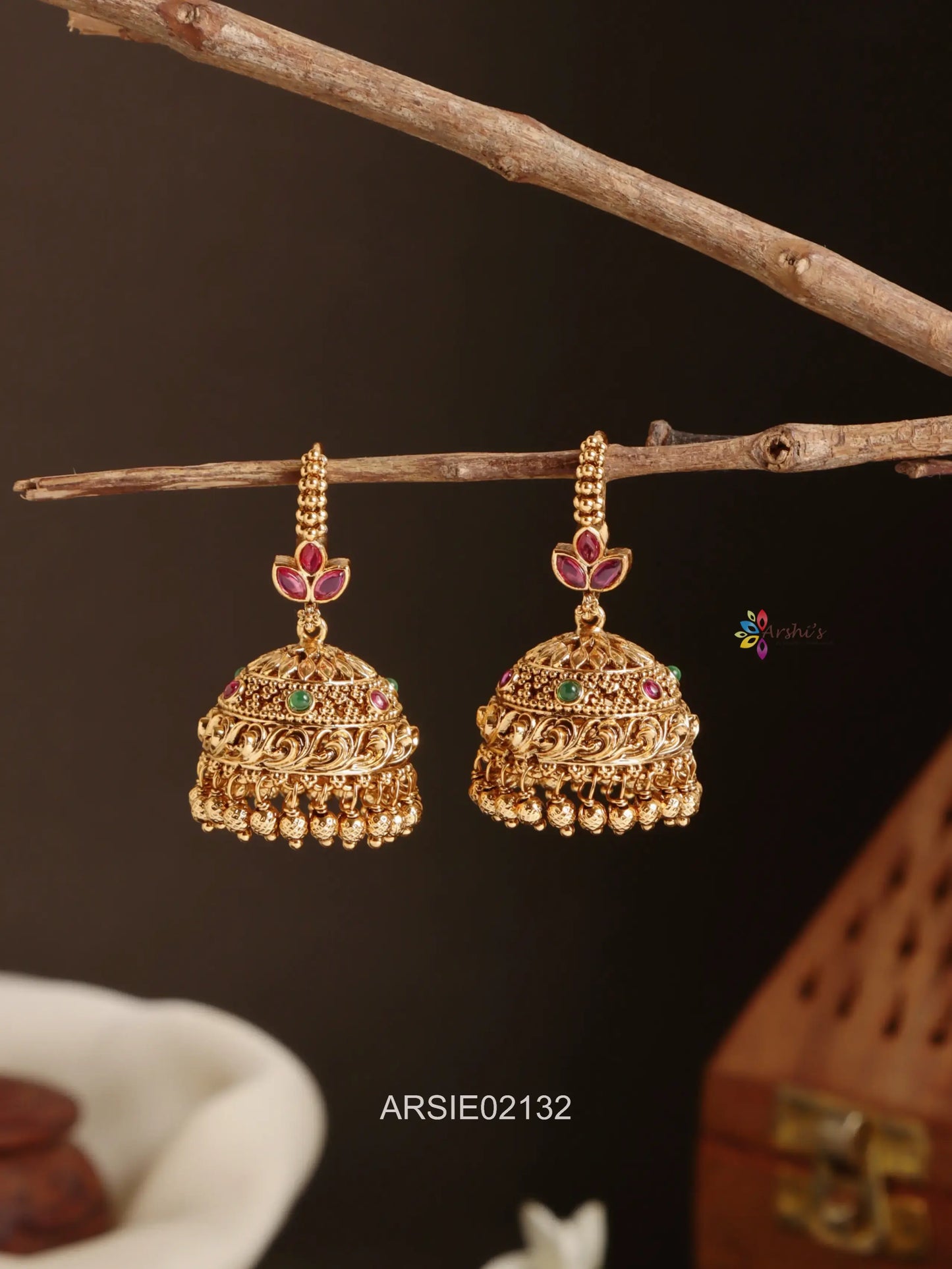 Antique Kemp Stone Hook Earrings