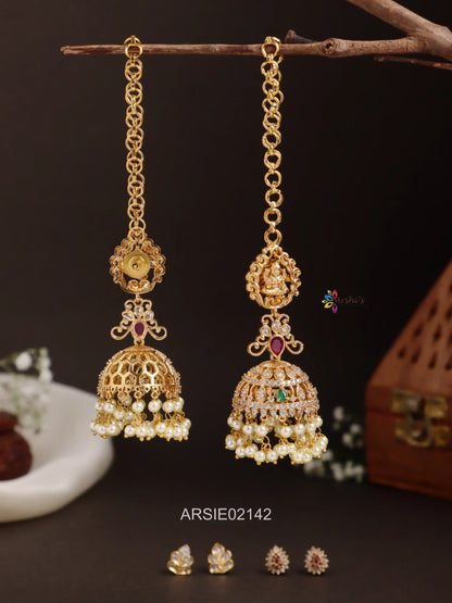 Lakshmi Stone Jhumka with Earchains