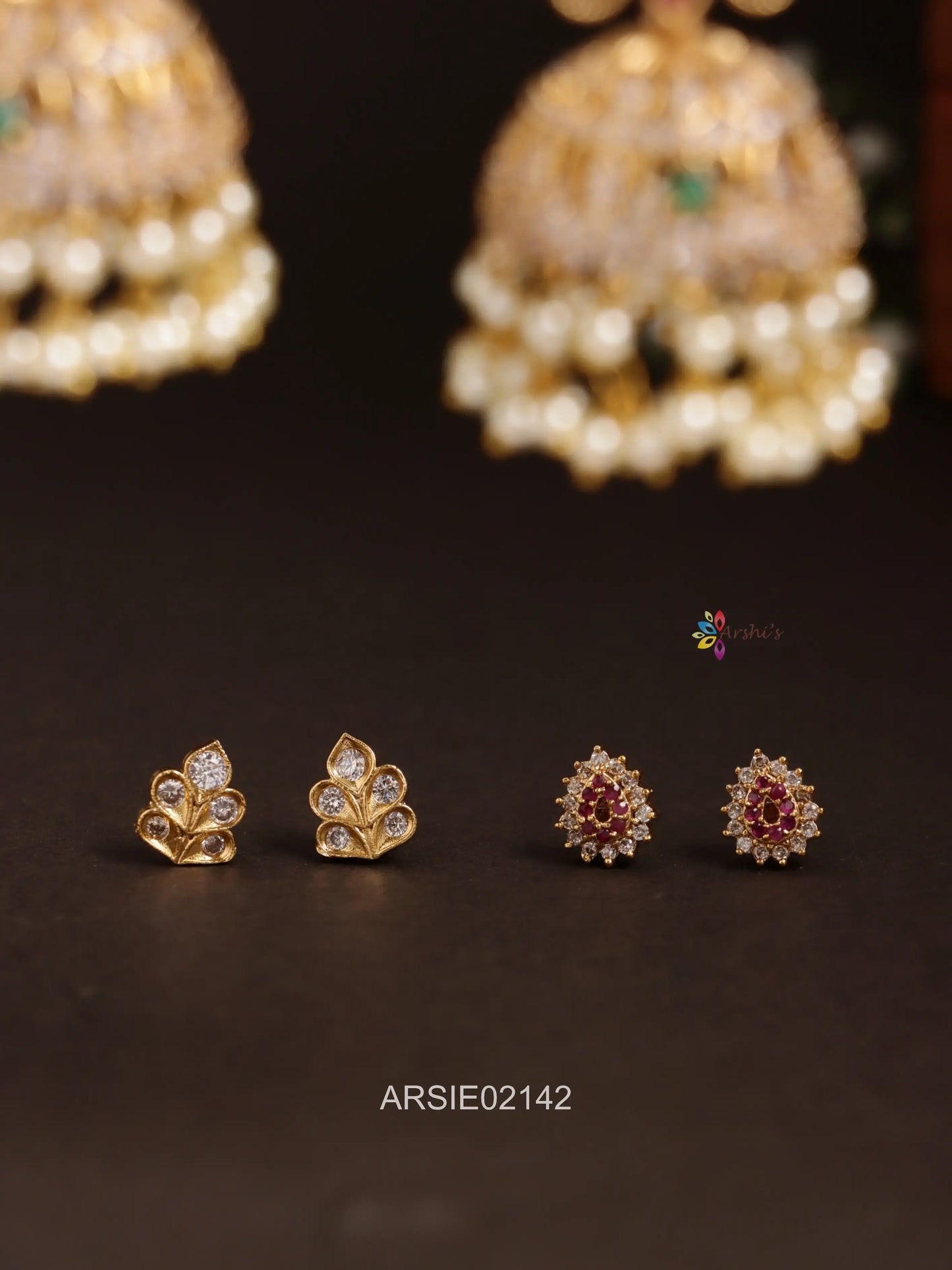 Lakshmi Stone Jhumka with Earchains