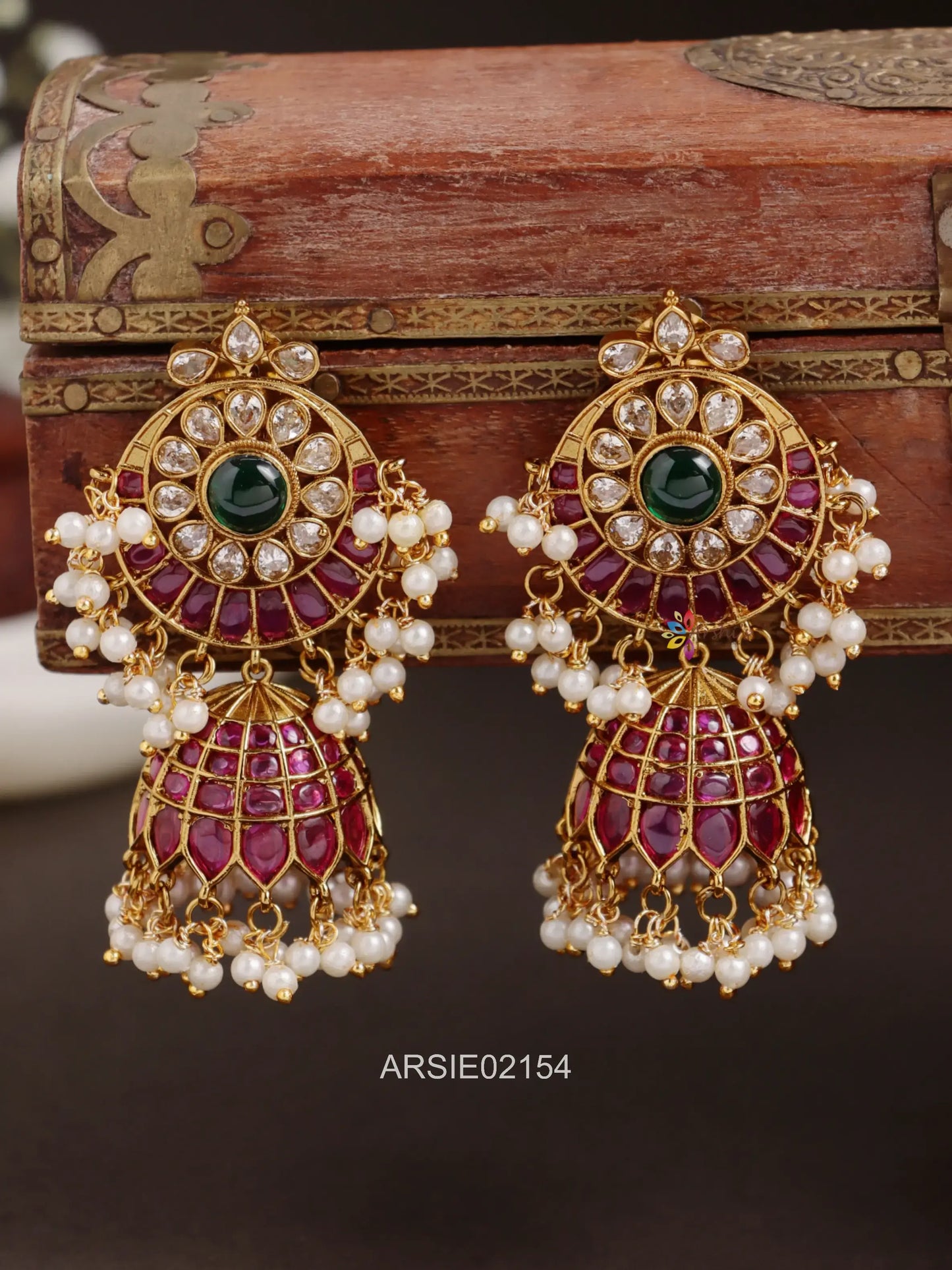 Multi Color Gold Tone Jhumka