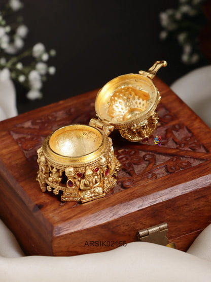 Gold Tone Ganesha Kumkum Box