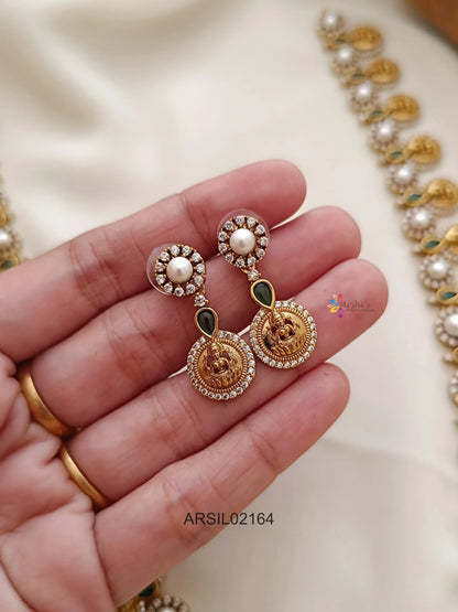 Pearl and AD Stone Lakshmi Coin Long Haram