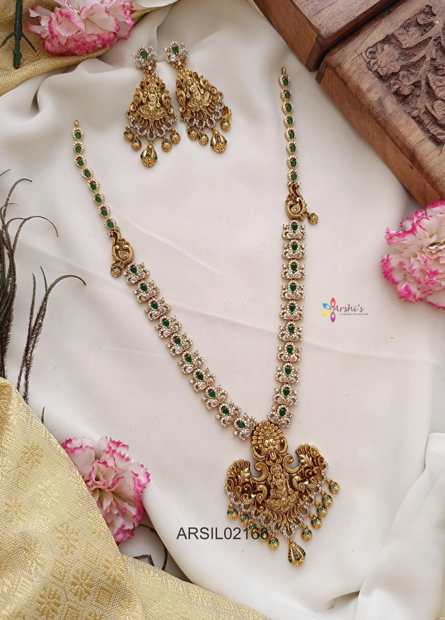 Lakshmi Pendant Stone Long Haram