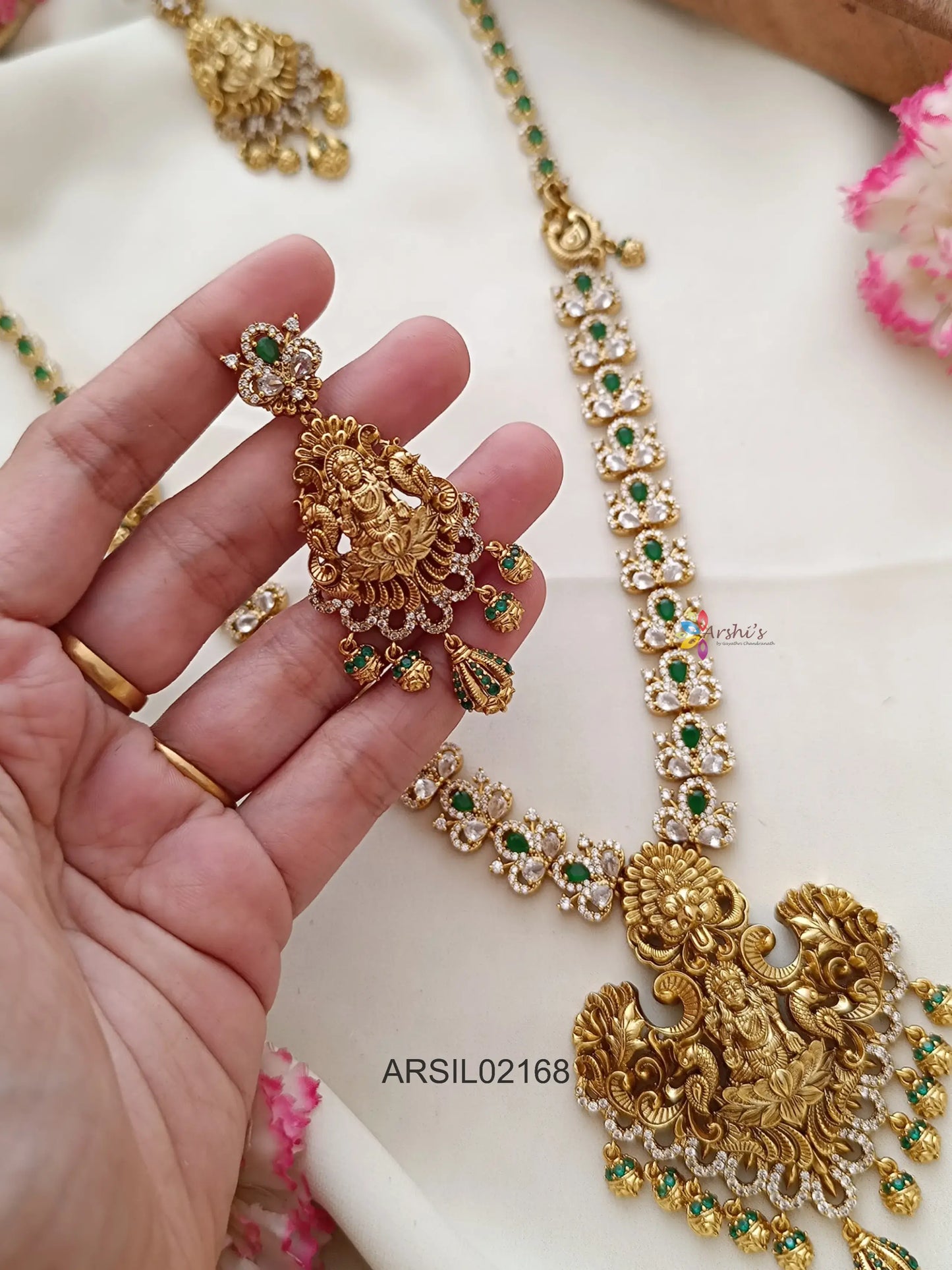 Lakshmi Pendant Stone Long Haram