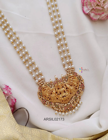 Lakshmi Pendant Three Layer Pearl Haram