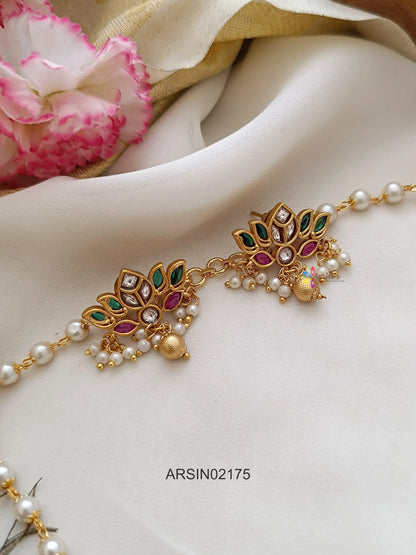 Single Pearl Layer with Multi Color Lotus Pendant Necklace