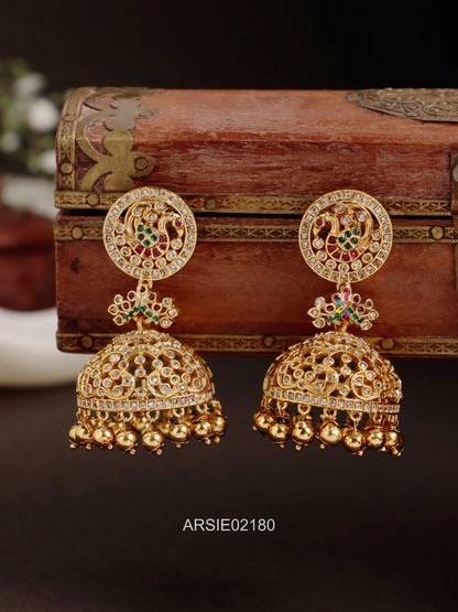 Peacock Design Stone Jhumka