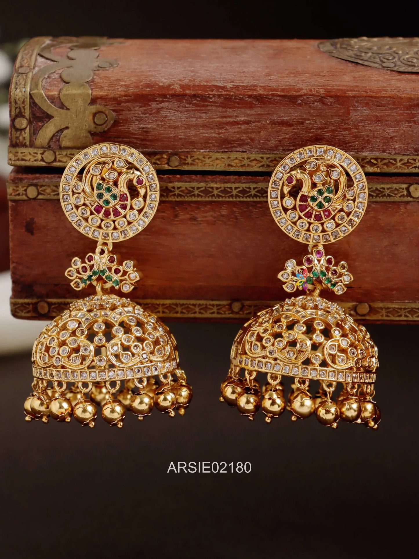 Peacock Design Stone Jhumka