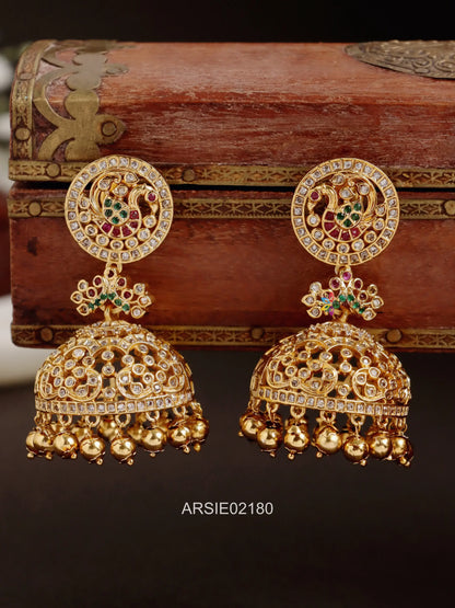 Peacock Design Stone Jhumka
