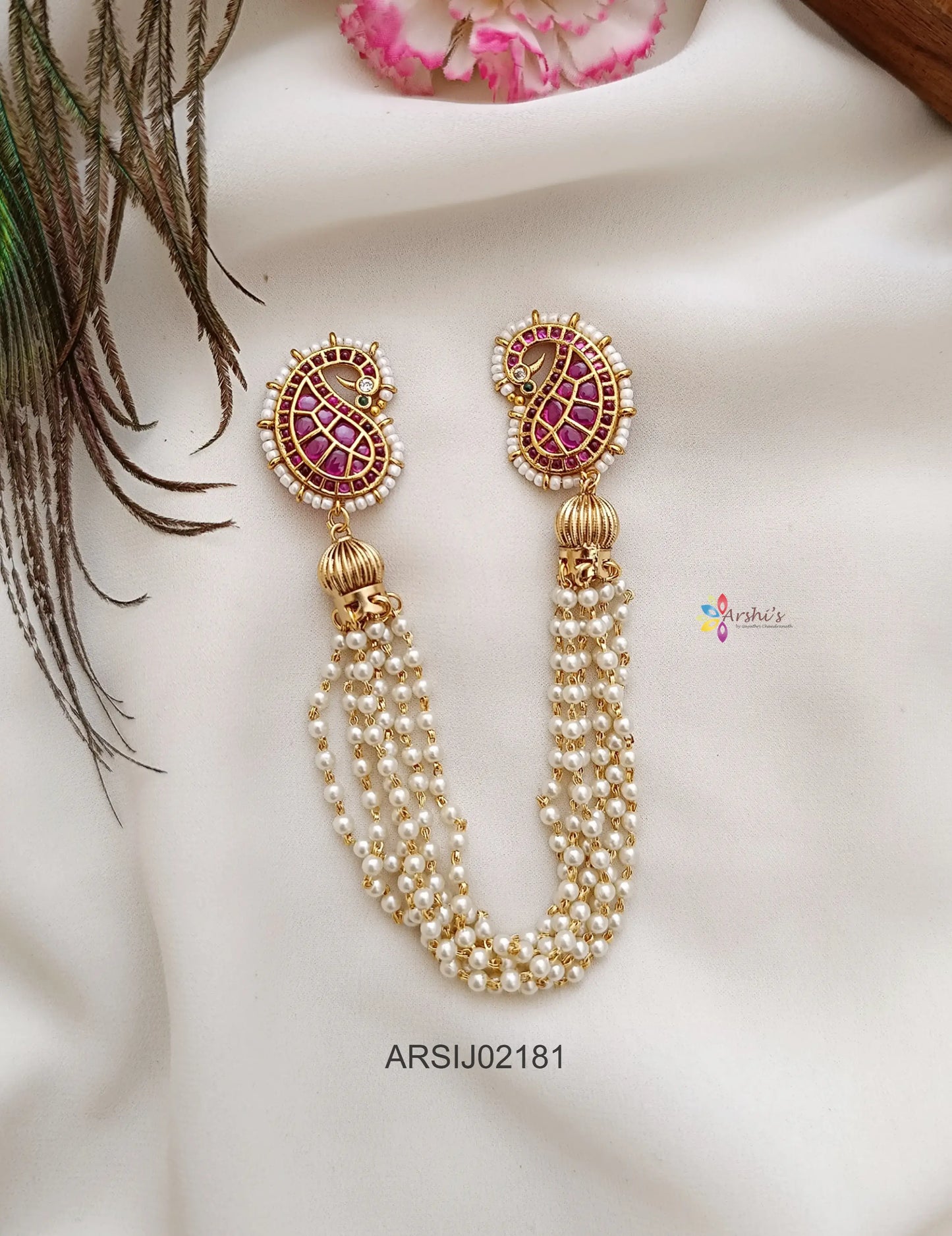 Mango Kemp Stone Pearl Layer Hair Brooch