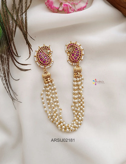 Mango Kemp Stone Pearl Layer Hair Brooch