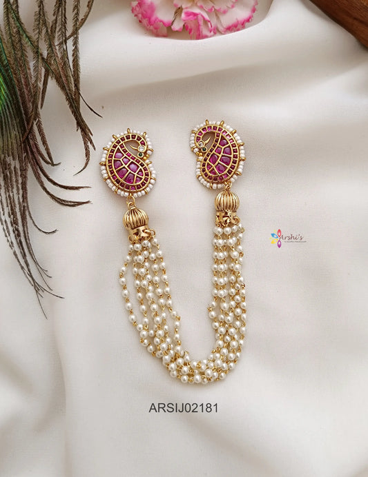 Mango Kemp Stone Pearl Layer Hair Brooch