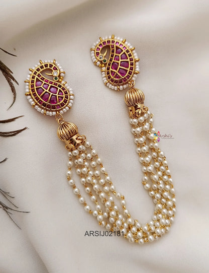 Mango Kemp Stone Pearl Layer Hair Brooch