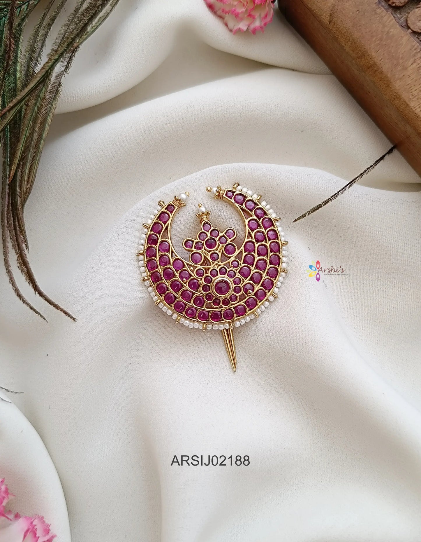 Kemp Stone Moon Hair Brooch