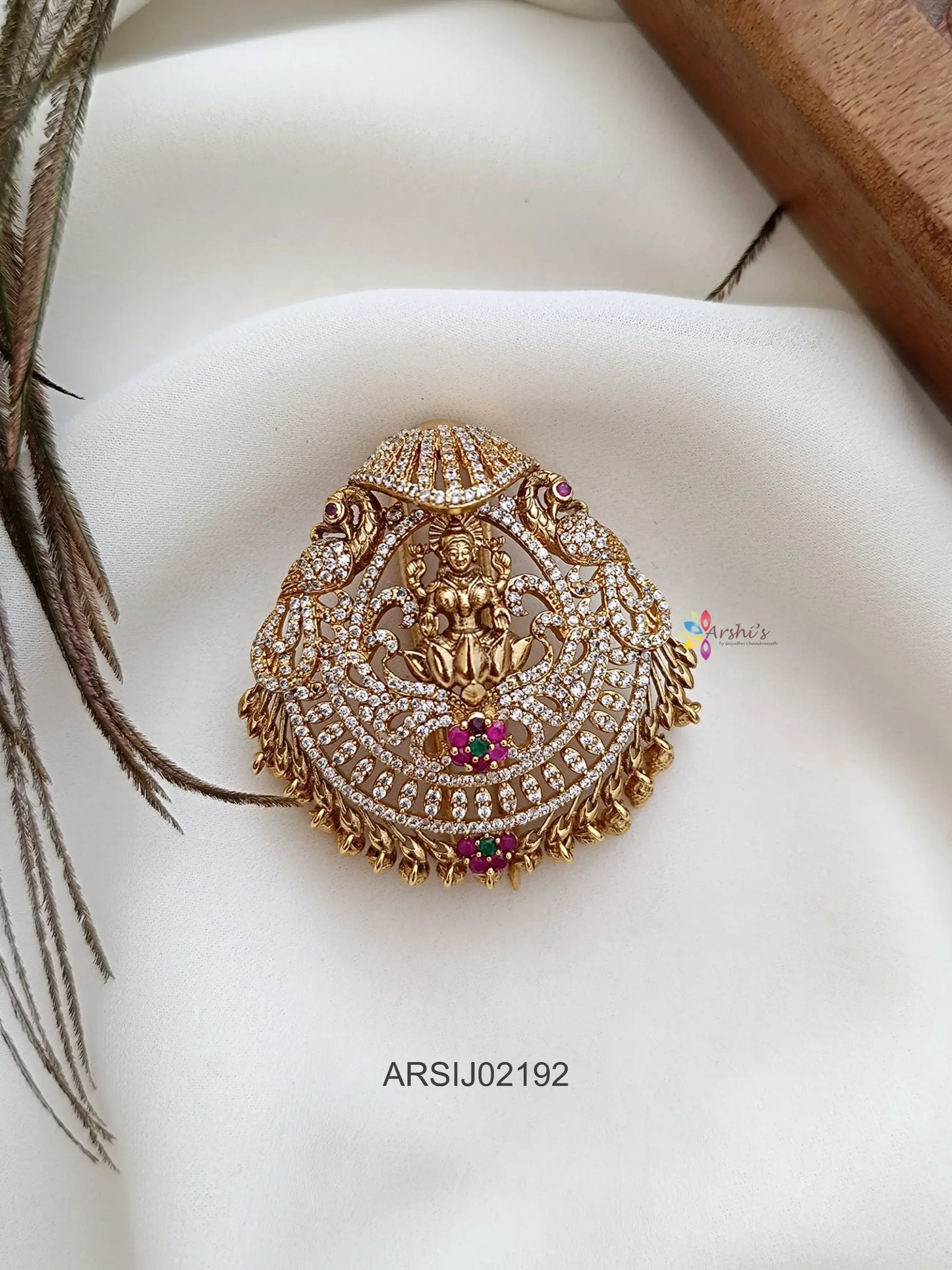 AD Stone Lakshmi Hair Brooch