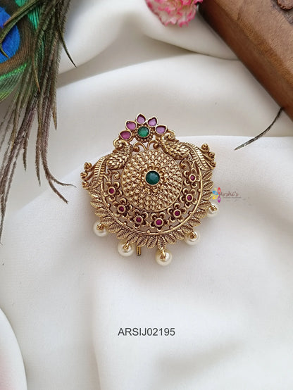 Matte Finish Peacock Hair Brooch