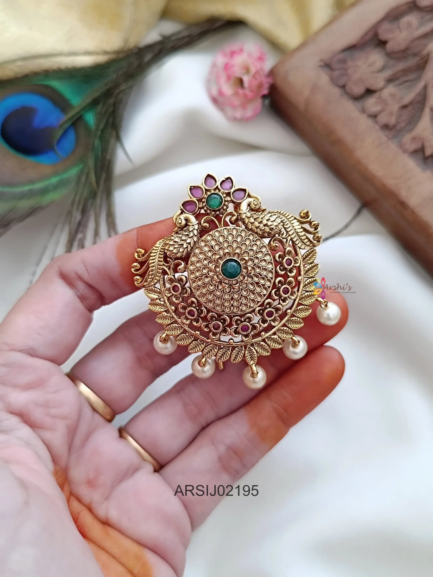 Matte Finish Peacock Hair Brooch