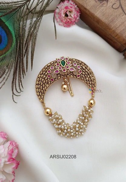 Half Moon Pearl Layer Hair Brooch